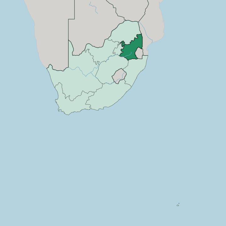 Map showing Mpumalanga — In South Africa
