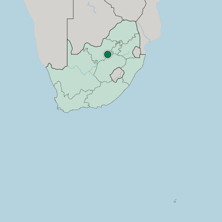 Map showing Klerksdorp — In South Africa