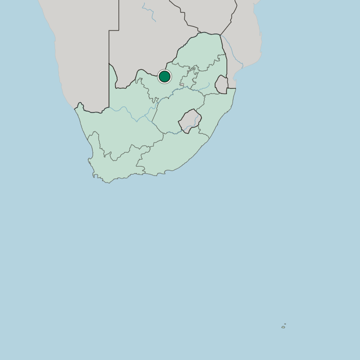 Map showing Mafikeng — In South Africa