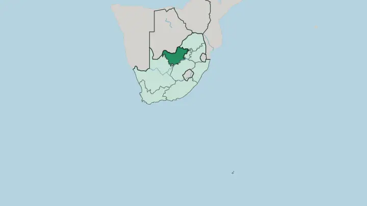 Map of North West in South Africa