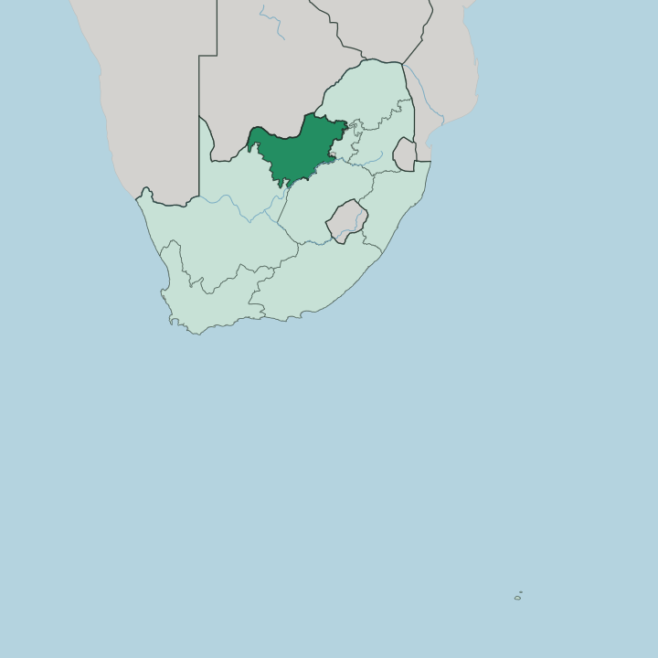 Map showing North West — In South Africa