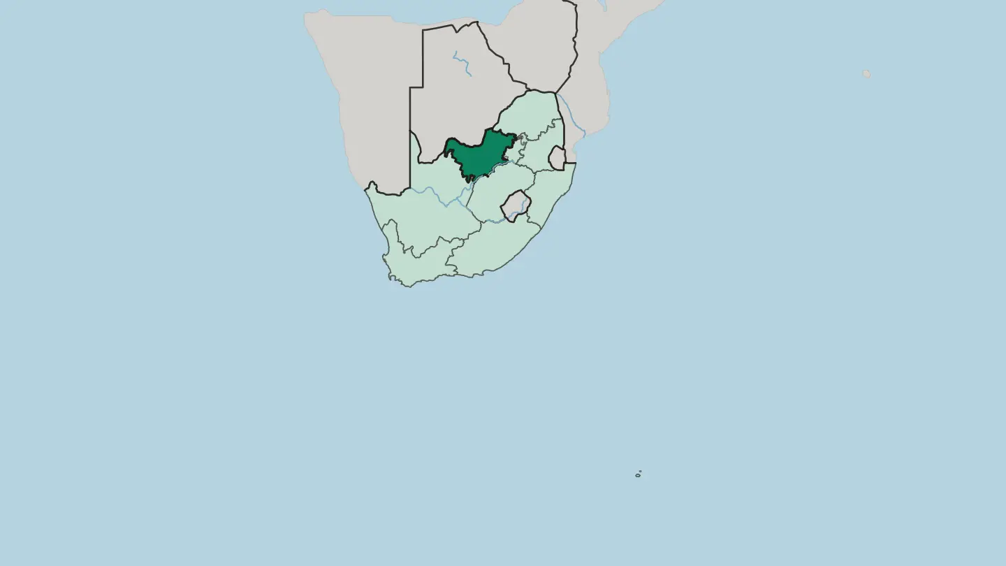 Map of North West in South Africa