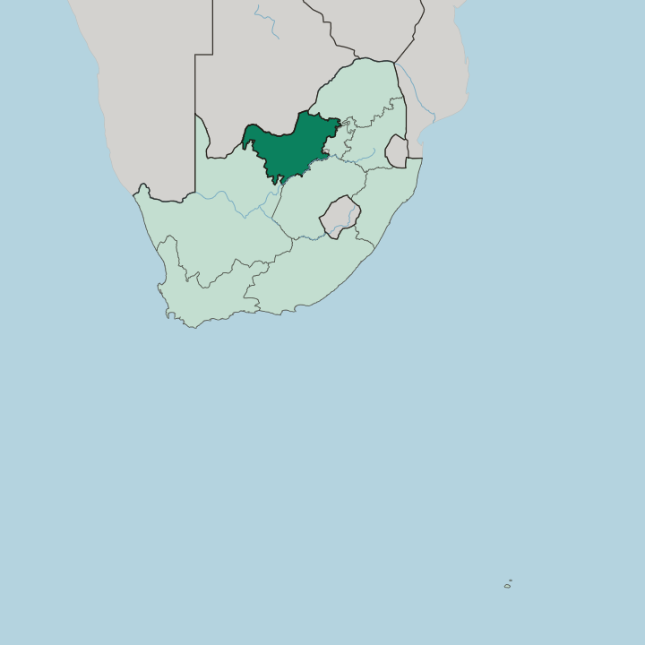 Map showing North West — In South Africa