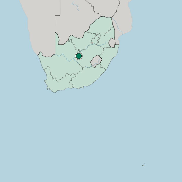 Map showing Kimberley — In South Africa