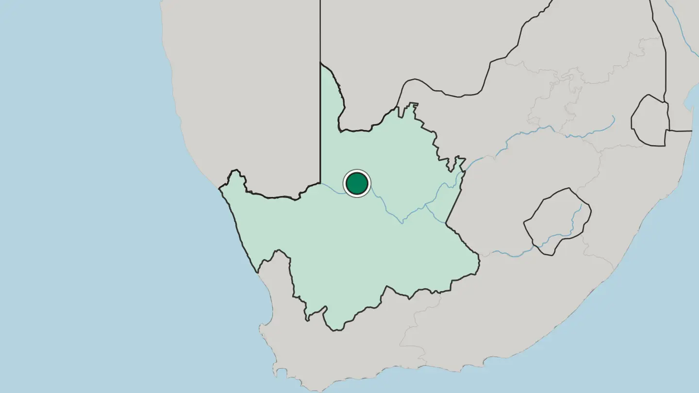 Map of Upington in South Africa
