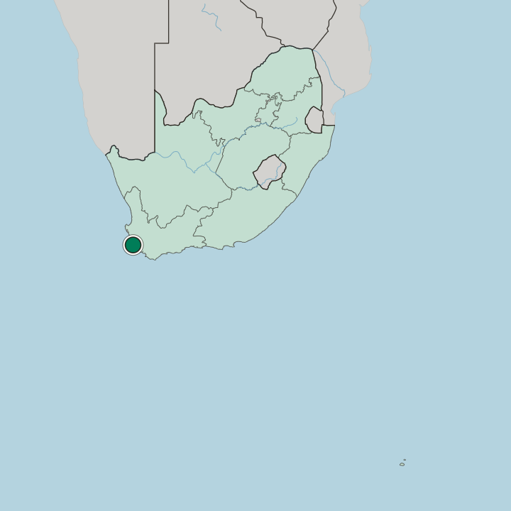 Map showing Cape Town — In South Africa