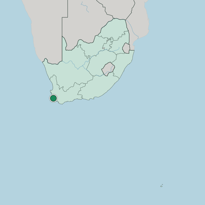 Map showing Cape Town — In South Africa