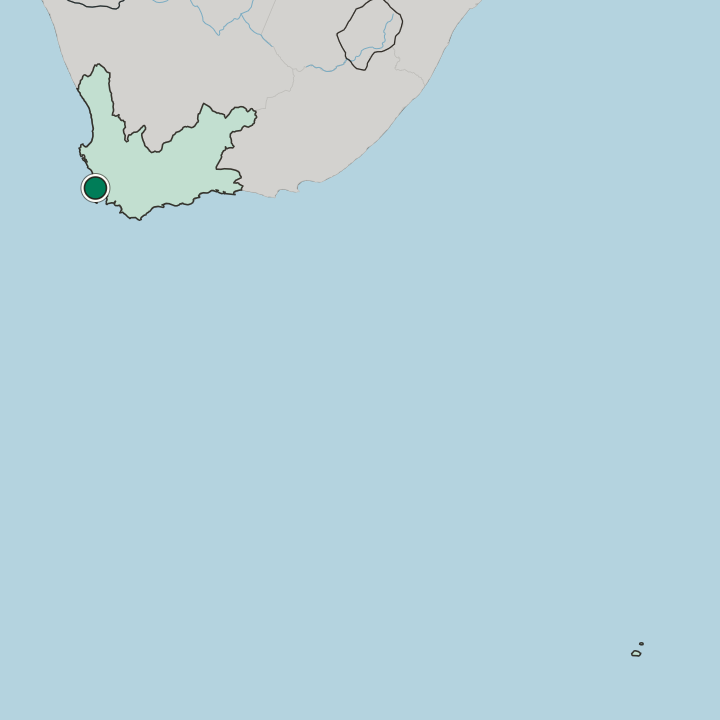 Map showing Cape Town — In Western Cape
