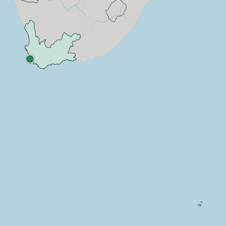 Map showing Cape Town — In Western Cape