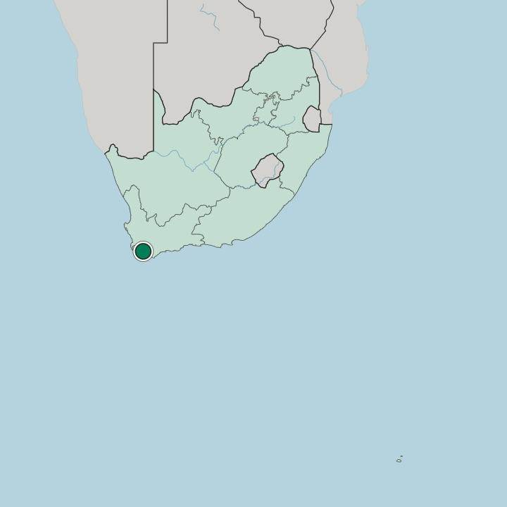 Map showing Hermanus — In South Africa