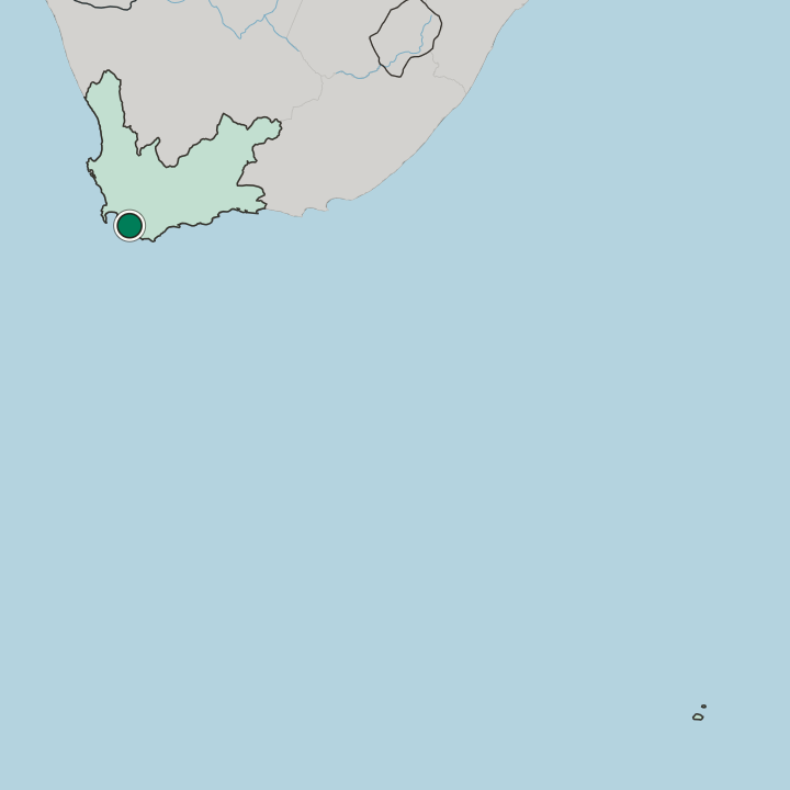 Map showing Hermanus — In Western Cape