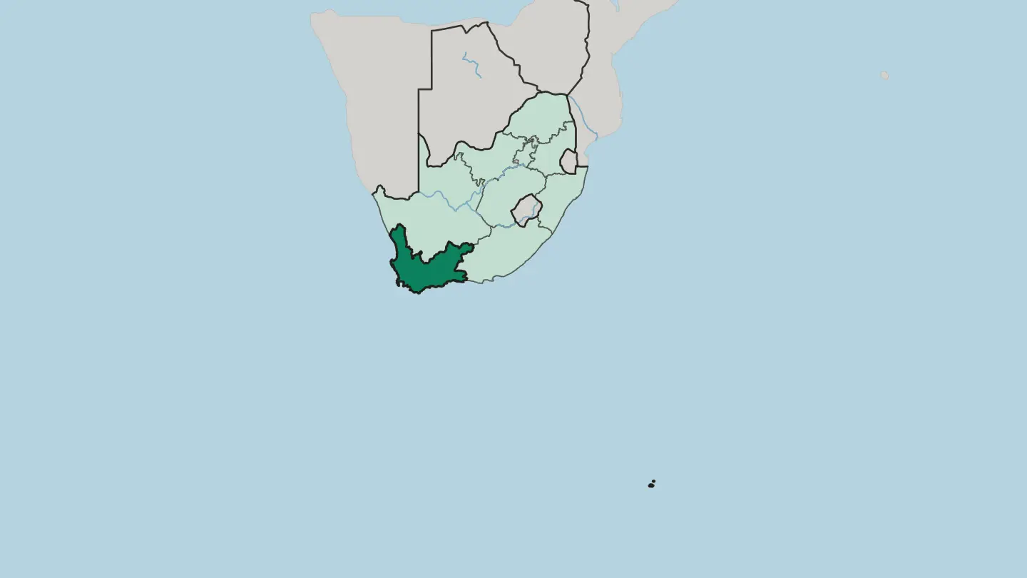 Map of Western Cape in South Africa