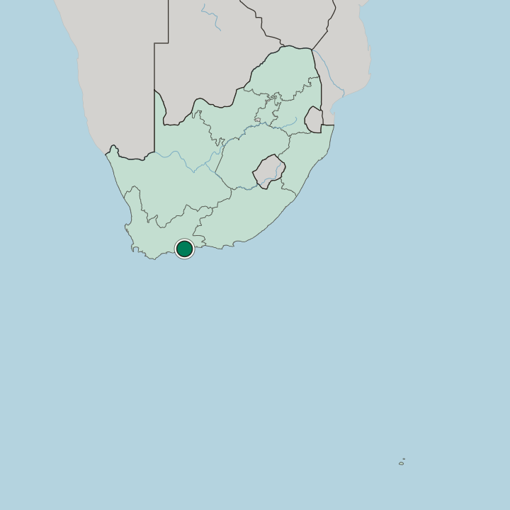 Map showing Mossel Bay — In South Africa