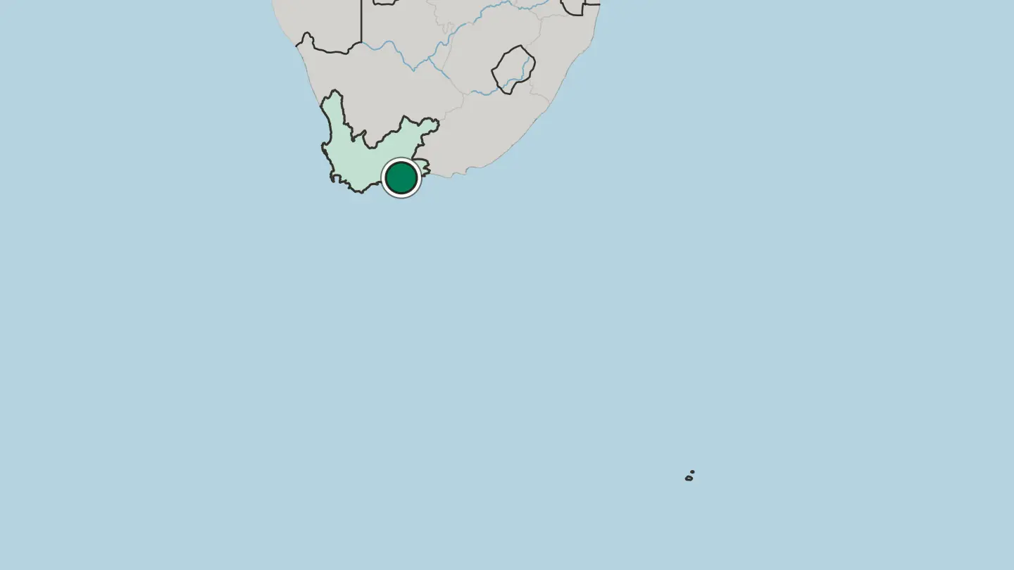 Map of Mossel Bay in South Africa