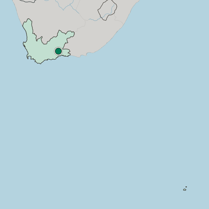 Map showing Oudtshoorn — In Western Cape