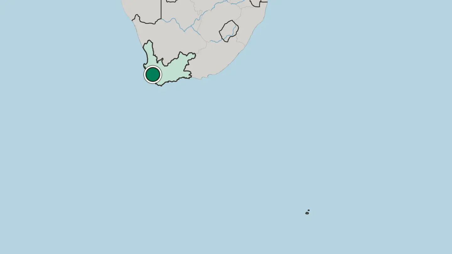 Map of Paarl in South Africa