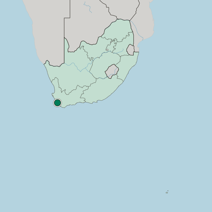 Map showing Somerset West — In South Africa