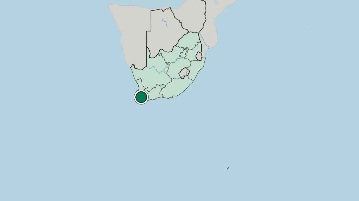 Map of Stellenbosch in South Africa