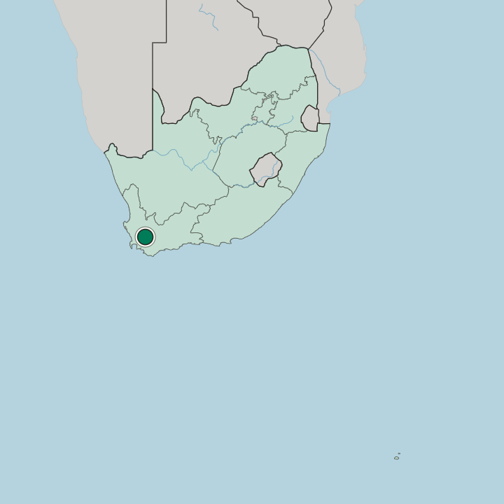Map showing Worcester — In South Africa