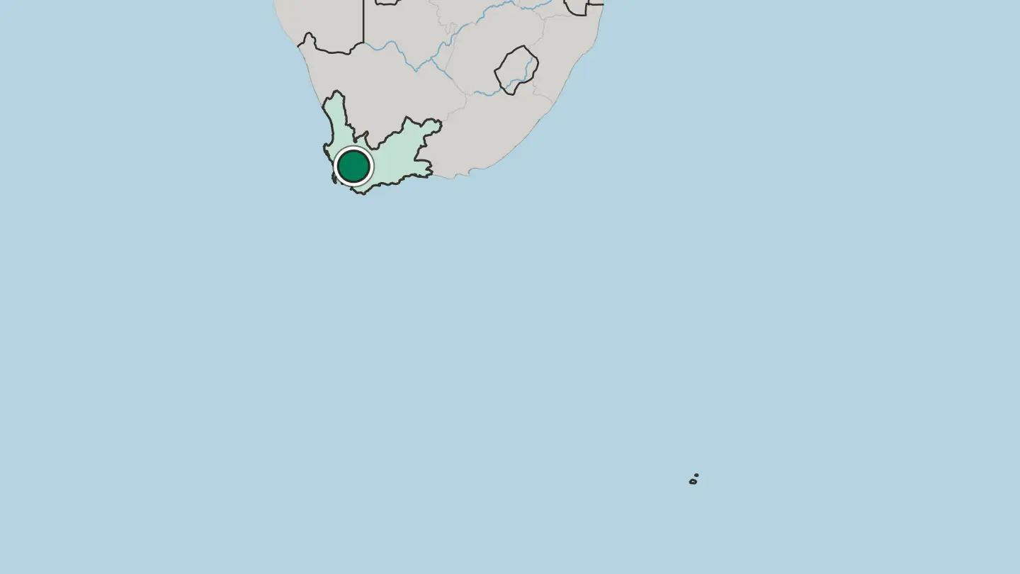 Map of Worcester in South Africa