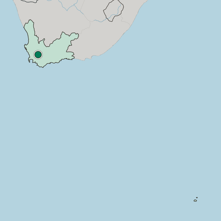 Map showing Worcester — In Western Cape