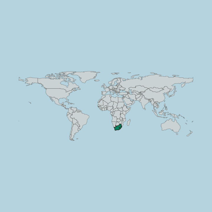 Map showing South Africa — Worldwide