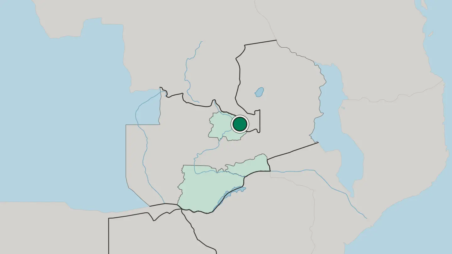 Map of Ndola in Zambia
