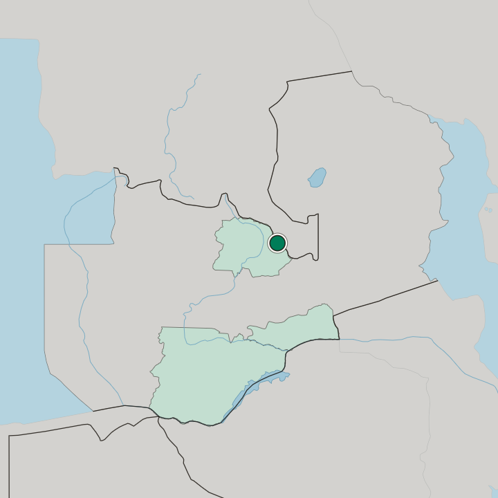 Map showing Ndola — In Zambia