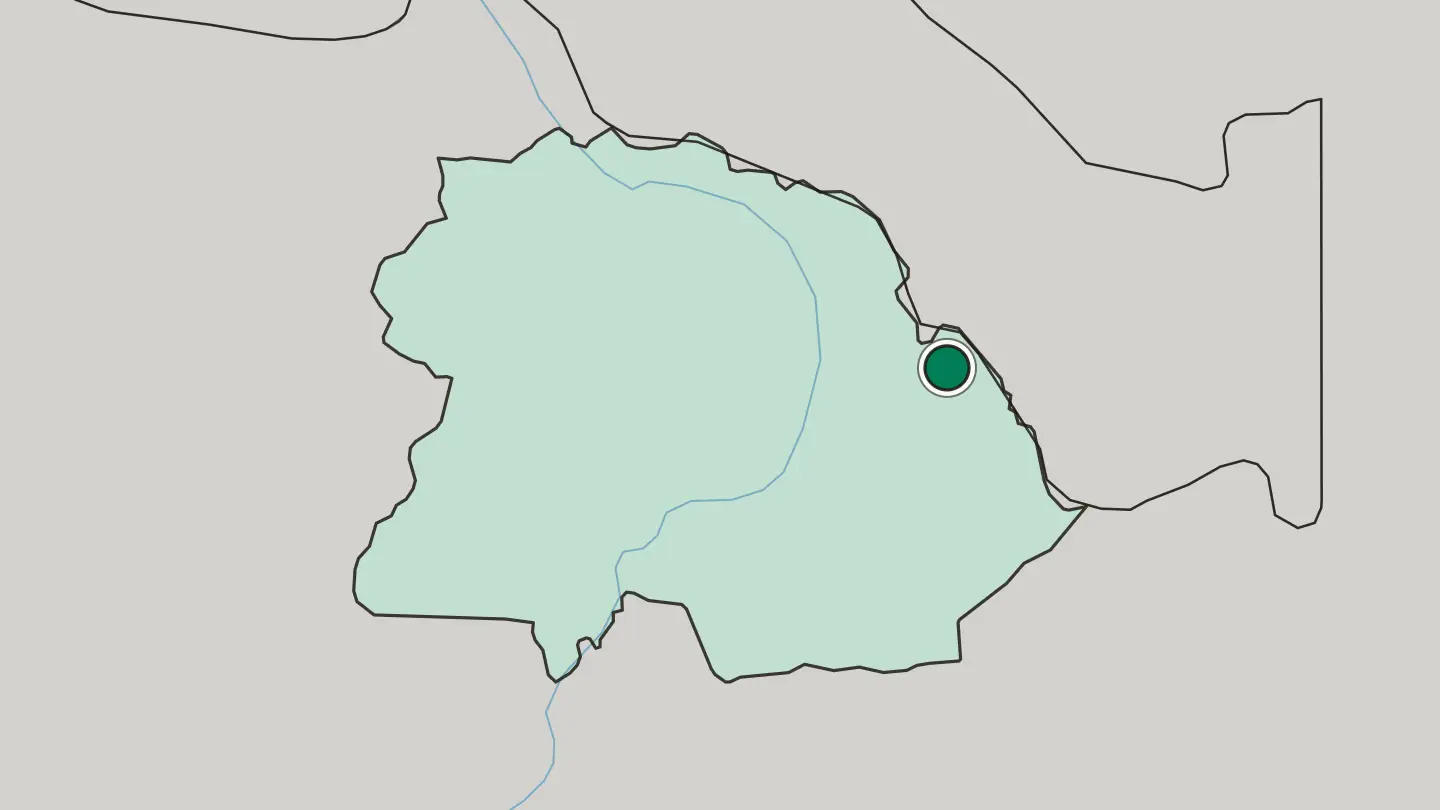 Map of Ndola in Zambia