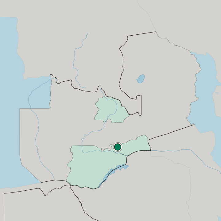 Map showing Lusaka — In Zambia