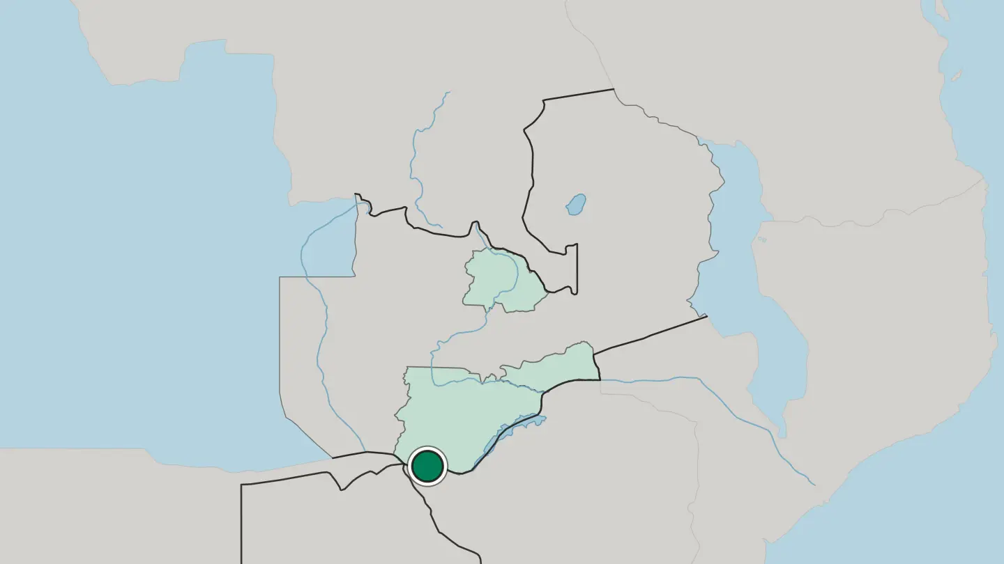 Map of Livingstone in Zambia