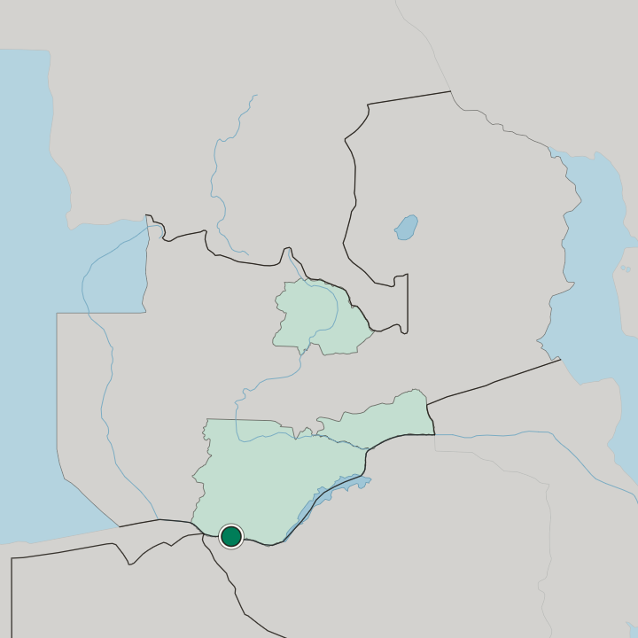 Map showing Livingstone — In Zambia