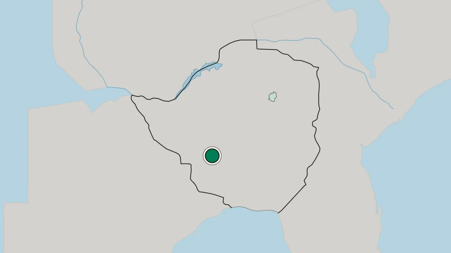 Map of Bulawayo in Zimbabwe