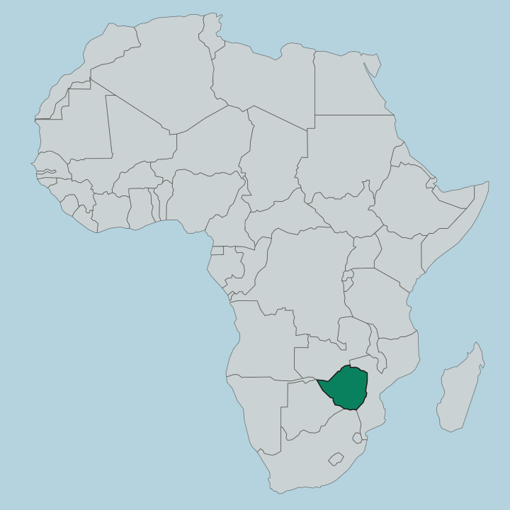 Map showing Zimbabwe — In Africa