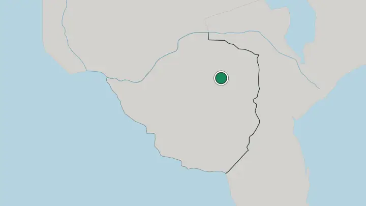 Map of Harare in Zimbabwe